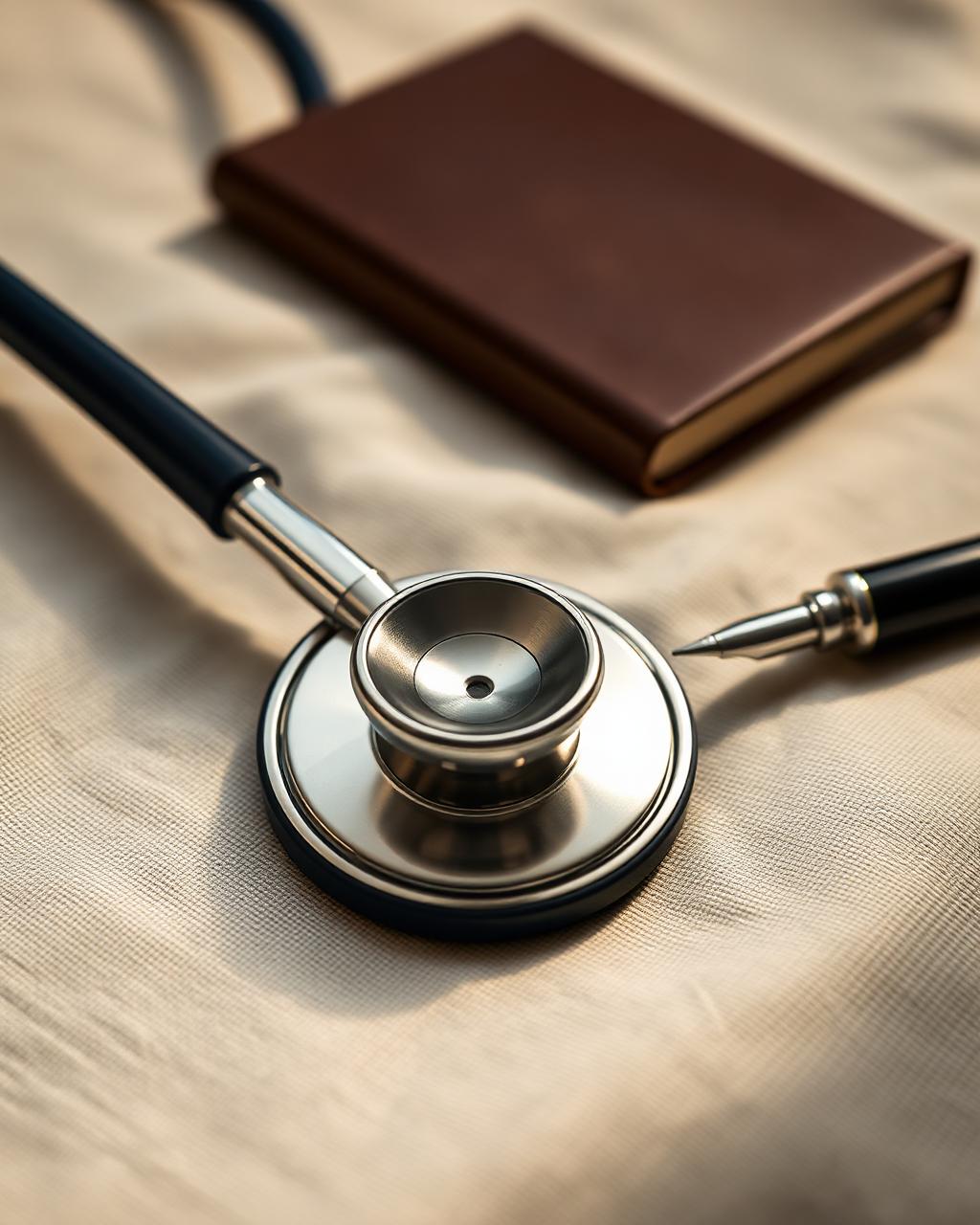 Stethoscope and physician's notebook at All-In Medical Center